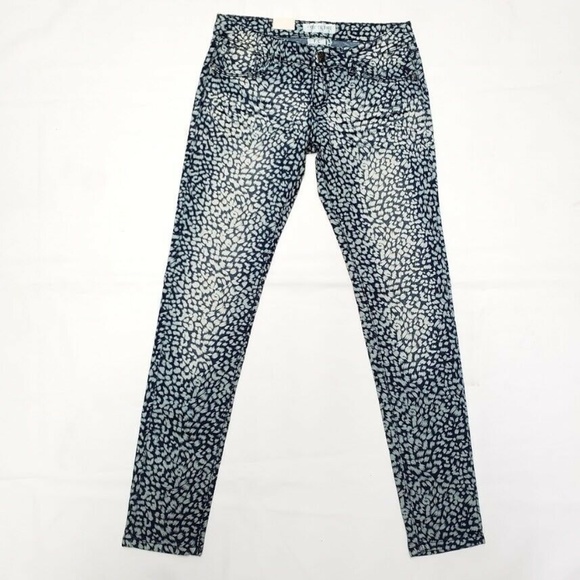 Free Culture Leopard Print Skinny Jeans - Blue - Picture 1 of 3